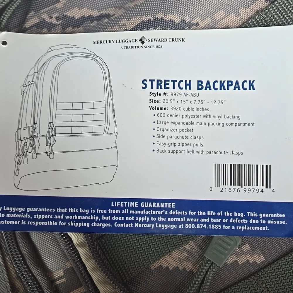 Mercury Luggage Code Alpha Expandable Camouflage Tactical Backpack -NEW